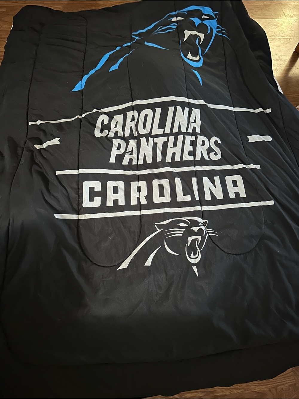 NFL Carolina Panthers Black and Blue Comforter with Team Logo